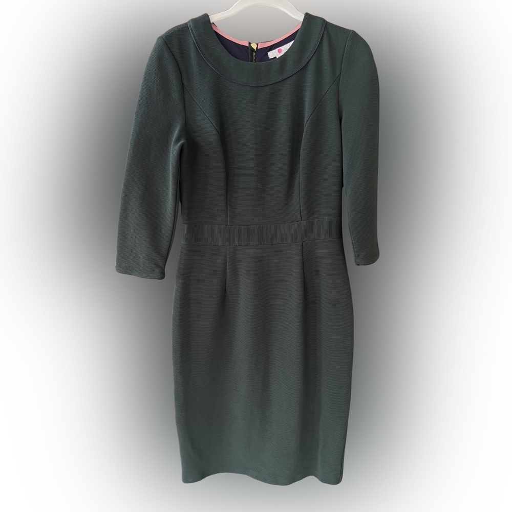 Boden Mia Ottoman Shift Dress Dark Green Midi Sheath Dress